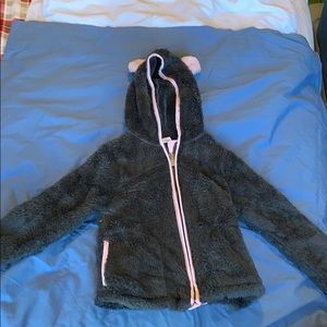 fuzzy bear zip up hoodie